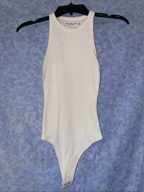 Abercrombie & Fitch White Ribbed Tank Bodysuit
